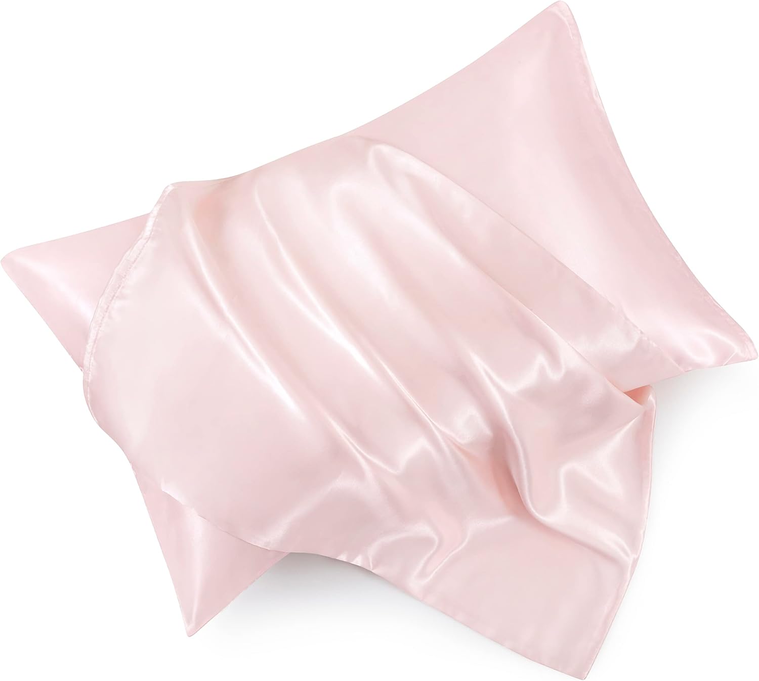 Blush Pink Satin Pillowcase Standard Set of 2